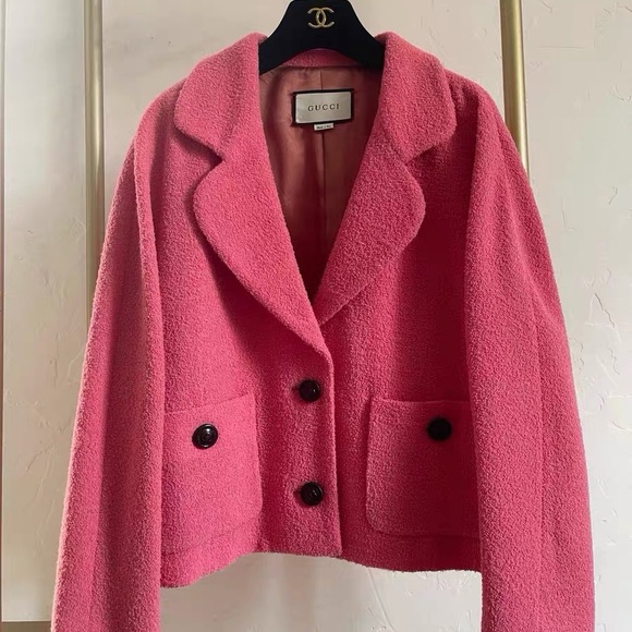 🚩steal authentic Gucci Vibrant Pink Textured Suit - Picture 2 of 10